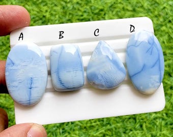 Blue Opal Cabochon Loose Gemstone, AAA+ Natural Blue Opal Gemstone For Handmade Jewelry and Wire Wrap - 38217-38220