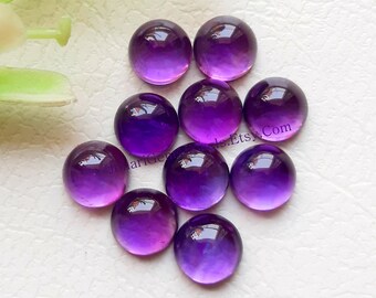 Amethyst Cabochon Round Gemstone Lot | Size : 6 MM | Top Quality Amethyst Flat Back Gemstone 10 Pieces Lot For Jewelry Making