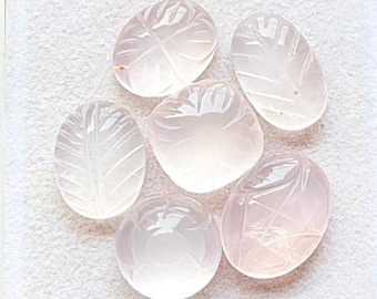Rose Quartz Mughal Carved Cabochon Loose Gemstone For Jewelry Making | Size : 18-11 MM | Natural Rose Quartz Carving For Wire Wrap - 24989