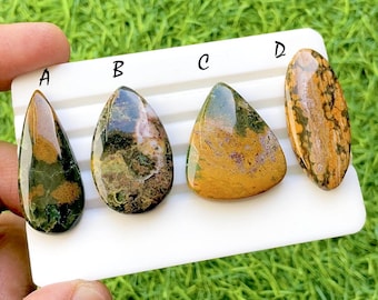 NEW Ocean Jasper Cabochon Loose Gemstone For Jewelry Making, AAA+ Natural Ocean Jasper Gemstone Cabochon For Wire Wrap - 34984-34987