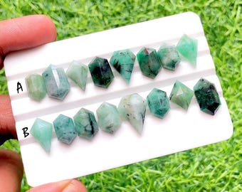 Emerlad Fancy Shape With Flat Back Loose Gemstone 8 Pieces Lot, AAA+ Natural Emerlad Gemstone Lot For Jewelry Making - 26322-26323