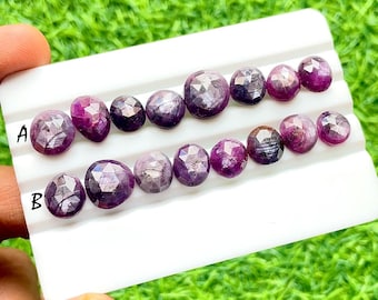 Rare Purple Star Sapphire Rosecut Gemstone With Flat Back 8 Pieces Lot For Jewelry Making, AAA+ Natural Sapphire Gemstone Lot - 27531-27532