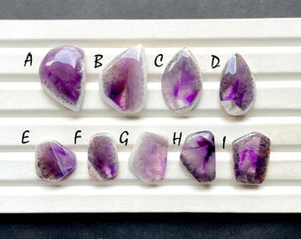 Trapiche Amethyst Slice Cabochon Loose Gemstone, AAA+ Natural Trapiche Amethyst Slice Gemstone Cabochon For Wire Wrap - 30089-30097