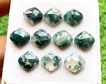 Moss Agate 12 MM Rose Cut Fancy Marquise Shape With Flat Back Gemstone 10 Pieces Lot, AAA+ Natural Moss Agate Used For Jewelry Making