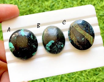 Earth Vein Tibetan Turquoise Cabochon For Wire Wrap, Natural Turquoise Loose Stone, Rustic Matrix Turquoise for Jewelry Making - 36700-36702