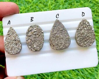 NEW Pyrite Druzy Cabochon Loose Gemstone For Jewelry Making, AAA+ Natural Pyrite Druzy For Handmade Jewelry And Wire Wrap - 34506-34509