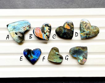 New Finland SPECTROLITE LABRADORITE Heart Shape Cabochon Loose Gemstone, AAA+ Natural Spectrolite Labradorite For Wire Wrap - 28708-28714