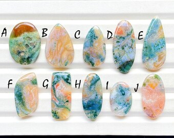 New Indonesian Moss Agate Cabochon Loose Gemstone For Jewelry Making, AAA+ Natural Moss Agate Cabochon For Handmade Jewelry - 26121-26130