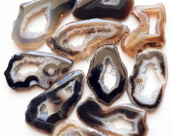 Brown Window Druzy Geode Polished Slabs / Geode Slices / Brown Druzy Agate Slices / Wire Wrapping, For Pendant Making / 1 inch to 2 inches