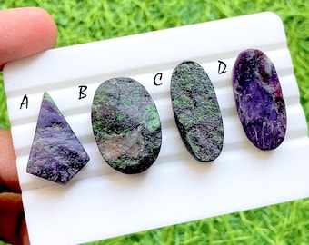 Royal Forest Kammererite Druzy Loose Cabochon For Wire Wrap, AAA+ Natural Purple & Green Sparkle Gemstones For Jewelry Making - 36236-36239