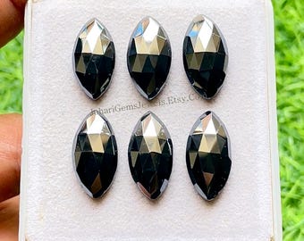 Hematite 10x20 MM Marquise Shape Rose Cut With Flat Back Gemstone 6 Pieces Lot For Jewelry, AAA+ Natural Hematite Used For Handmade Jewelry