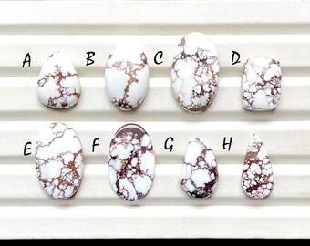 White Magnesite Wild Horse Jasper Cabochon Loose Gemstone, AAA+ Natural Wild Horse Gemstone For Handmade Jewelry And Wire Wrap - 30043-30050