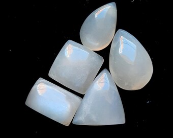 Belomorite Sunstone Cabochon Loose Gemstone, 5 Pcs Lot | Size : 19-13 MM | Belomorite Cabochon For Handmade Jewelry Making - 21130