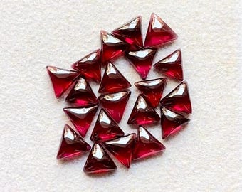 Garnet Calibrated 6 MM Trillion Shape Cabochon With Flat Back 15 Pieces Gemstone Lot, AAA+ Natural Garnet Used For Jewelry Making