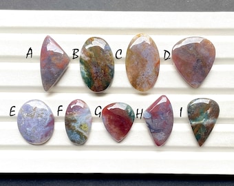 New Indonesian Moss Agate Cabochon Loose Gemstone For Jewelry Making, AAA+ Natural Moss Agate Cabochon For Handmade Jewelry  - 27498-27506