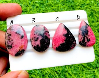 New Rhodonite Cabochon Loose Gemstone For Jewelry Making, AAA+ Natural Rhodonite Gemstone For Handmade Jewelry And Wire Wrap - 34834-34837