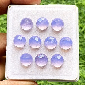 Lavender Quartz 10 MM Round Shape Fancy Cut With Flat Back Gemstone 10 Pieces Lot, AAA+ Lavender Quartz Used For Jewelry Making