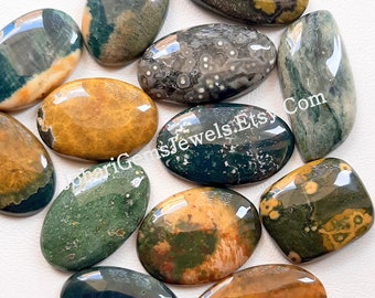 Top Quality Ocean Jasper Cabochon, Wholesale Lot Ocean Jasper Cabochon By Weight With Different Shapes And Sizes Used For Jewelry Making