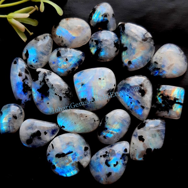 Rainbow Moonstone With Black Tourmaline Wholesale Lot By Weight With Different Shapes And Sizes Used For Jewelry Making