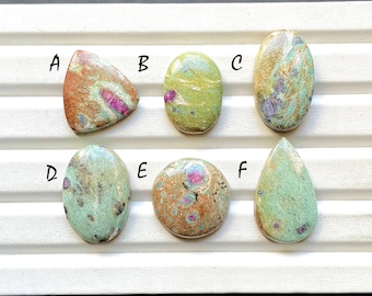 Ruby Fuchsite Cabochon Loose Gemstone For Jewelry Making, AAA+ Natural Ruby Fuchsite Gemstone Cabochon For Wire Wrap- 33001-33006