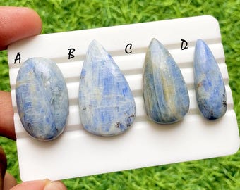 Frozen Sky Blue Kyanite Cabochon For Wire Wrap, Natural Blue Kyanite Loose Gemstones, Icy Kyanite Stones for Jewelry Making - 36880-36883