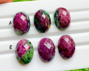 Ruby Zoisite 18 MM Oval Shape Rosecut Gemstone 3 Pieces Lot, AAA+ Natural Ruby Zoisite With Flat Back For Handmade Jewelry - 28510-28511