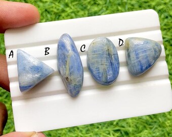 Frozen Sky Blue Kyanite Cabochon For Wire Wrap, Natural Blue Kyanite Loose Gemstones, Icy Kyanite Stones for Jewelry Making - 36888-36891