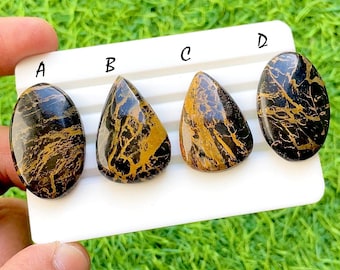 NEW Copper Gold Obsidian Cabochon Loose Gemstone For Jewelry Making, AAA+ Natural Copper Gold Obsidian Cabochon For Wire Wrap - 34968-34971