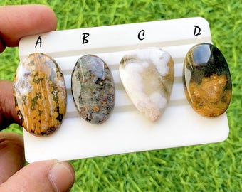 NEW Ocean Jasper Cabochon Loose Gemstone For Jewelry Making, AAA+ Natural Ocean Jasper Gemstone Cabochon For Wire Wrap - 34980-34983