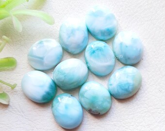 LARIMAR Calibrated Oval Shape Cabochon With Flat Back 10 Pieces Lot | Size : 8X10 MM | AAA+ Natural Larimar Used For Jewelry Making