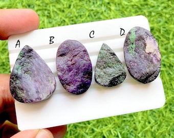 Royal Forest Kammererite Druzy Loose Cabochon For Wire Wrap, AAA+ Natural Purple & Green Sparkle Gemstones For Jewelry Making - 36256-36259