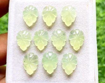 Prehnite Pear Shape Hand Carving Gemstone 10 Pieces Lot | Size : 10X14 MM | AAA+ Natural Prehnite Handcarved Gemstone For Jewelry Making