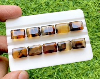Montana Agate 10x14 MM Faceted Emerald Cut Shape With Pointed Back Gemstone 10 Pieces Lot For Handmade Jewelry Making, Faceted Gemstone Lot