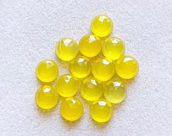 Yellow Chalcedony 6 MM Round Shape Rose Cut Gemstone 15 Pieces Lot, AAA+ Natural Chalcedony With Flat Back For Jewelry Making