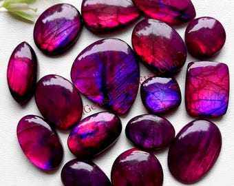 Dyed Purple Labradorite Cabochon Wholesale Lot, Treated Purple Labradorite By Weight With Different Shapes And Sizes Used For Jewelry Making