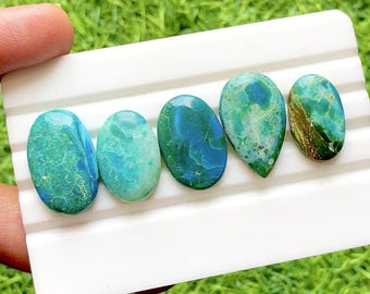 Natural Chilean Opal Cabochon Loose Gemstone 5 Pieces Lot For Jewelry Making | Size : 24-20 MM | AAA+ Chilean Opal Flatback Lot - 36781