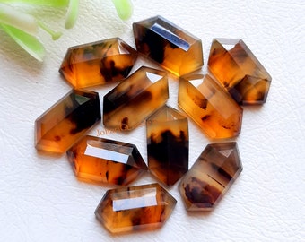Montana Agate Step Cut Gemstone Lot | Size : 8x16 MM | 10 Pcs | AAA Montana Agate Flat Back Gemstone Used For Jewelry Making