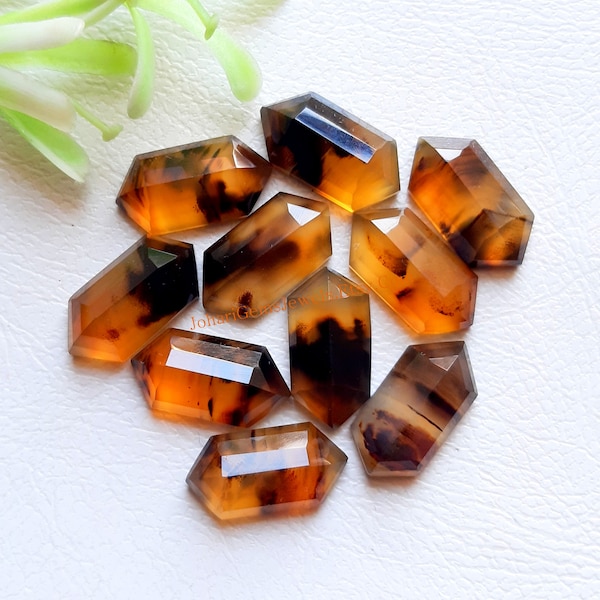 Montana Agate Step Cut Gemstone Lot | Size : 8x16 MM | 10 Pcs | AAA Montana Agate Flat Back Gemstone Used For Jewelry Making