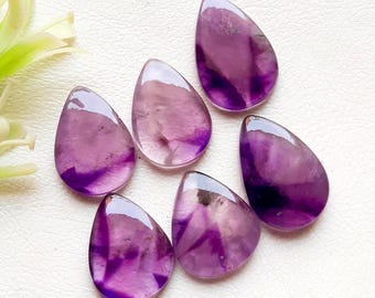 New Trapiche Amethyst 3 Pairs Cabochon Loose Gemstone | Size : 22-19 MM | AAA+ Trapiche Amethyst Pair Cabochon For Handmade Jewelry - 18910
