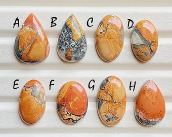 NEW Orange Maligano Jasper Cabochon Loose Gemstone For Jewelry Making, AAA+ Natural Maligano Cabochon Gemstone For Wire Wrap - 23933-23940