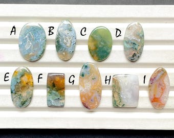 New Indonesian Moss Agate Cabochon Loose Gemstone For Jewelry Making, AAA+ Natural Moss Agate Cabochon For Handmade Jewelry - 31125-31133