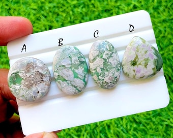 Spring Garden Harmony Natural Variscite Cabochon For Wire Wrap, Green & Lilac Pattern Loose Gemstones for Statement Jewelry - 36174-36177