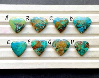 NEW Shattuckite Heart Shape Cabochon Loose Gemstone For Jewelry Making, AAA+ Natural Shattuckite Gemstone Heart For Wire Wrap - 33890-33897