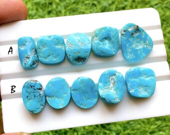 Natural Arizona Turquoise Polished Rough Slices Loose Gemstone 5 Pieces Lot, AAA+ Natural Turquoise For Jewelry Making - 30960-30961