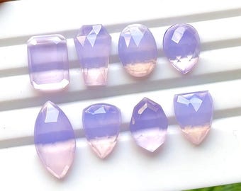Lavender Quartz Fancy Cut Mix Shape With Flat Back Gemstone 8 Pieces Lot For Jewelry Making | Size : 20-13 MM | AAA+ Lavender Quartz - 32544