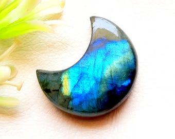 Labradorite Moon Shaped Cabochon Loose Gemstone For Jewelry Making, AAA+ Natural Labradorite Moon Shape Gemstone For Wire Wrap - 25443-25446