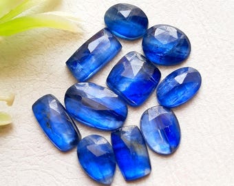 Blue Kyanite 11-8 MM Rosecut Gemstone 10 Pieces Lot, AAA+ Natural Blue Kyanite Gemstone With Flat Back For Jewelry Making - 14157