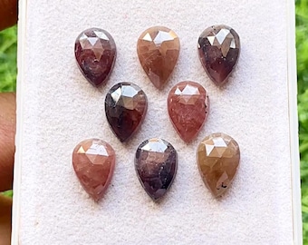 RARE Wonder Sapphire 9x12 MM Pear Shape Rose Cut Calibrated Loose Gemstone 8 Pieces Lot, Natural Sapphire Rose Cut For Jewelry Making- 18634