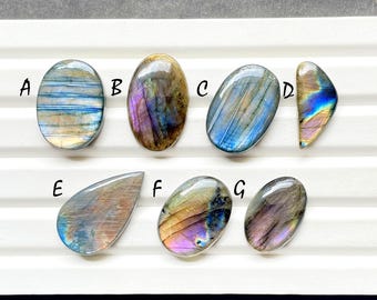 Natural Purple Labradorite Cabochon Loose Gemstone, AAA+ Natural Purple Labradorite Cabochon For Handmade Jewelry and Wire Wrap- 25738-25744