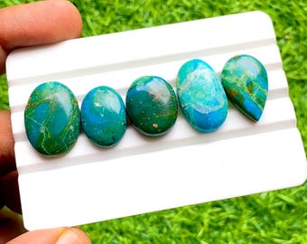 NEW Chilean Opal Cabochon Loose Gemstone 5 Pieces Lot For Jewelry Making | Size : 22-19 MM | AAA+ Natural Chilean Opal Flatback Lot  - 30271